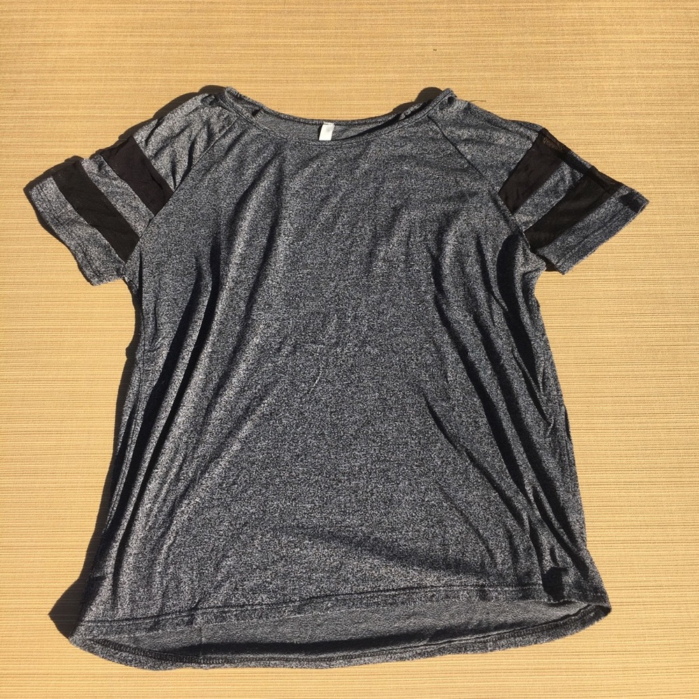 Dark grey mesh sleeve shirt